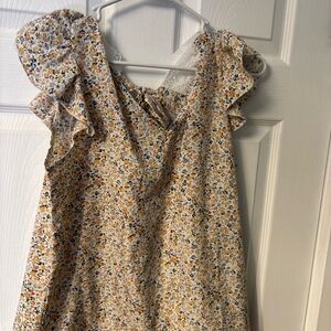 Floral Ruffle Sleeve Blouse